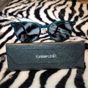 Navy Blue Round Frame Sunglasses with Black Lenses Prescription